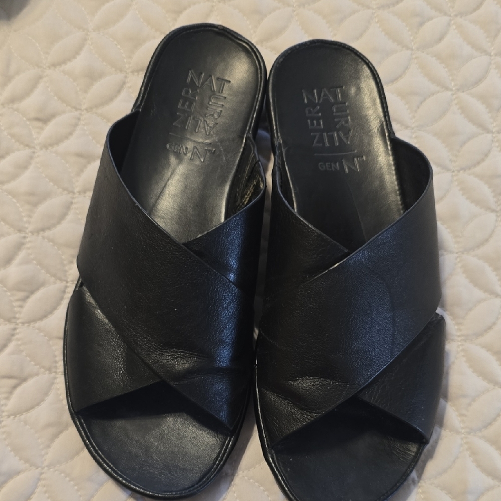 Naturalizer Black Cross-Strap Mules